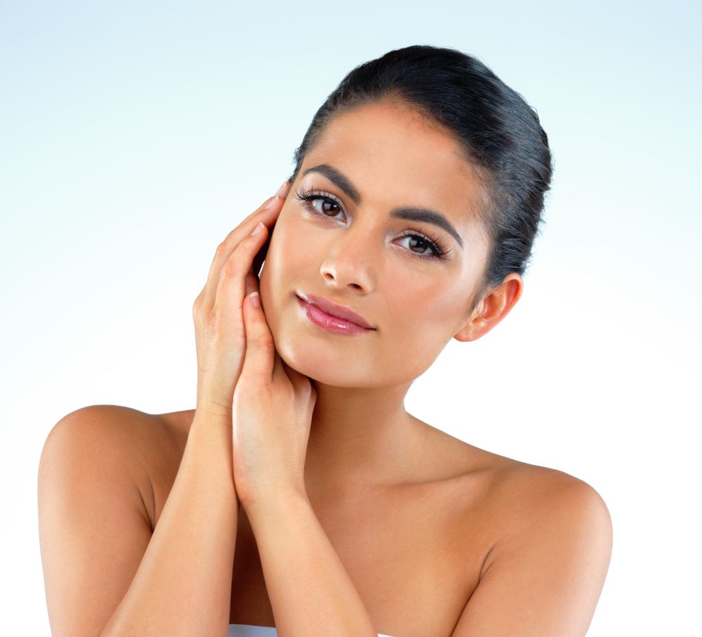 A girl with rejuvinated skin, less wrinkles and no fine lines